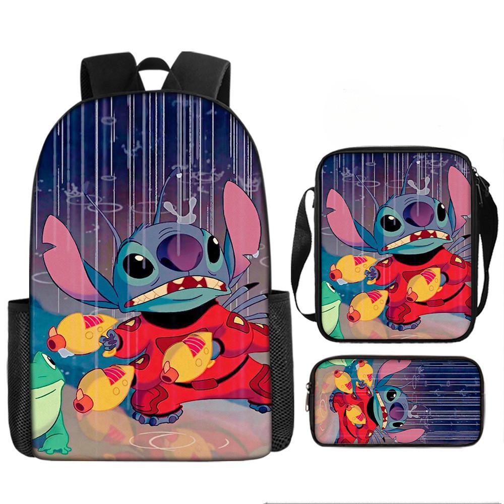 Disney Stitch School Backpack Oxford Cloth Lightweight Breathable Bookbag For Kids