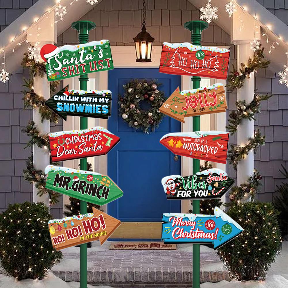 10KS Vánoční Dekorace Směrové Značky Kreslené Papírové Značky Sada DIY Vánoční Strom Závěsné Přívěsky Novoroční Domácí Dekorace Ozdoby