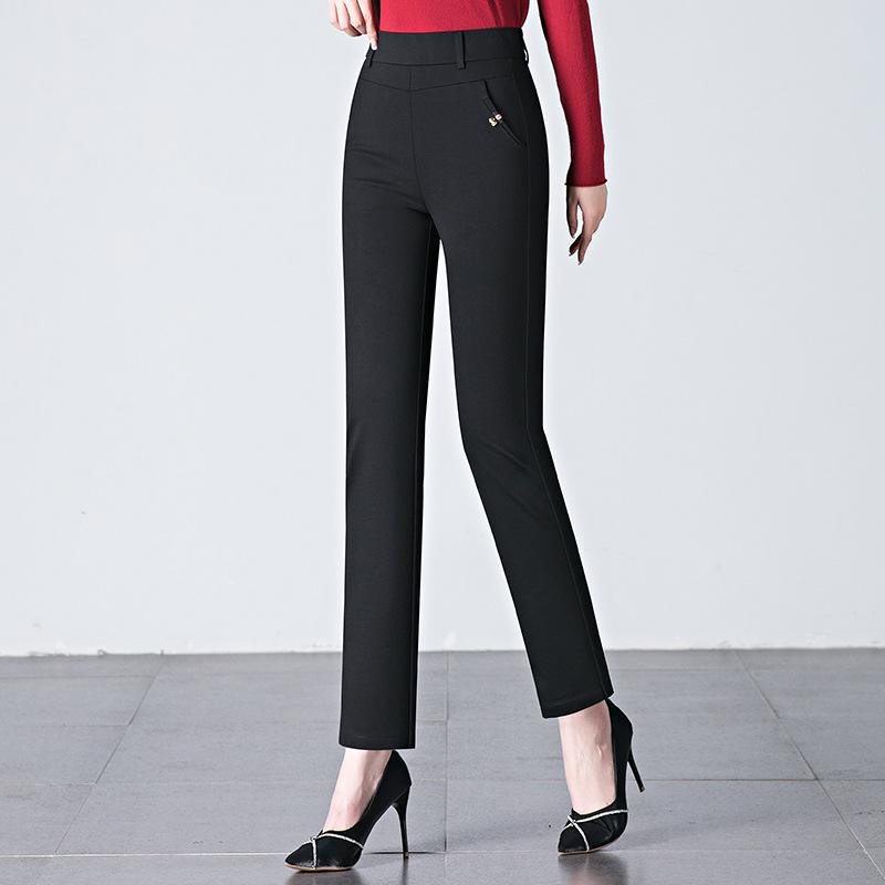 

Women s Cotton-Blend Stretch Slimming Pants - Plus Size, Straight-Leg, Spring/Autumn 2025 4XL