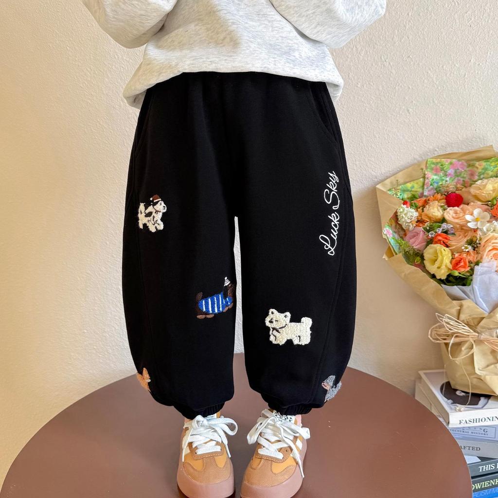Girls' Fashionable Embroidered Sweatpants for Spring & Autumn 2025
