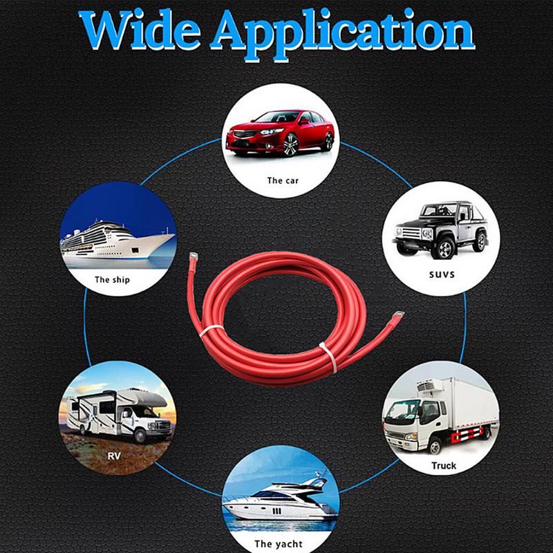 Battery Inverter Connection Cable Set with Terminals 6AWG 50cm PVC Wire Stranded Red Copper Core Tin-plated Lug Cable Sets