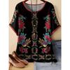 Summer 3D Printed Color Retro Flowers Striped Pattern T-shirt Loose Comfortable Large Size Fashion O-neck T-shirt