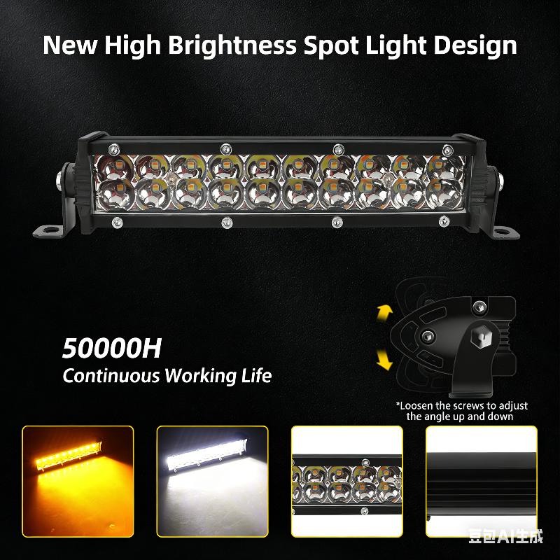 8.5 Inch Slim LED Light Bar For Truck Tractor, Small LED Pods Off Road Driving Auxiliary Fog Lights 60W 6000lm, Waterproof