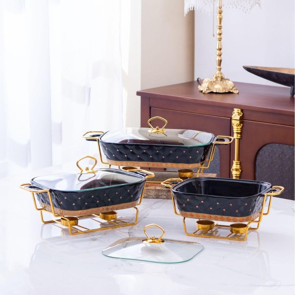 Haushalts-Backform mit großer Kapazität, goldfarben, Trockensuppentopf, kreativer Topf, leichter Luxusstil, goldener Punkt, Keramik-Suppentopf