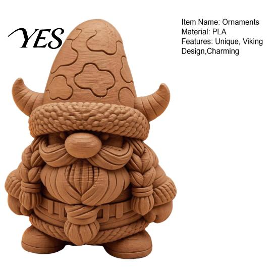Viking Dwarf With Horned Hat Gnome Figurine, 3D Printed Cute Nordic Ornament, Whimsical Statue Little Man Ornament Desk Decor for Home Office