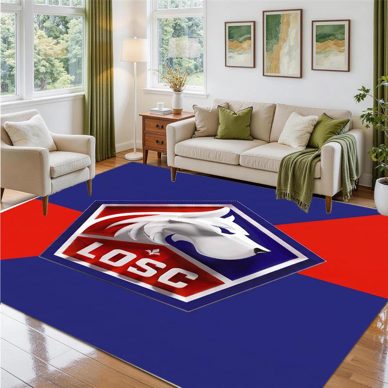 LOSC Lille FC Design Crystal Velvet Rug Soft Decorative Mat for Bedroom Entrance