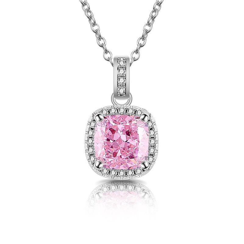 Ice Flower Cut Fat Square Princess Square Bag Zircon Pendant 925 Sterling Silver Ladies Elegant Necklace Birthday JewelryGood Product