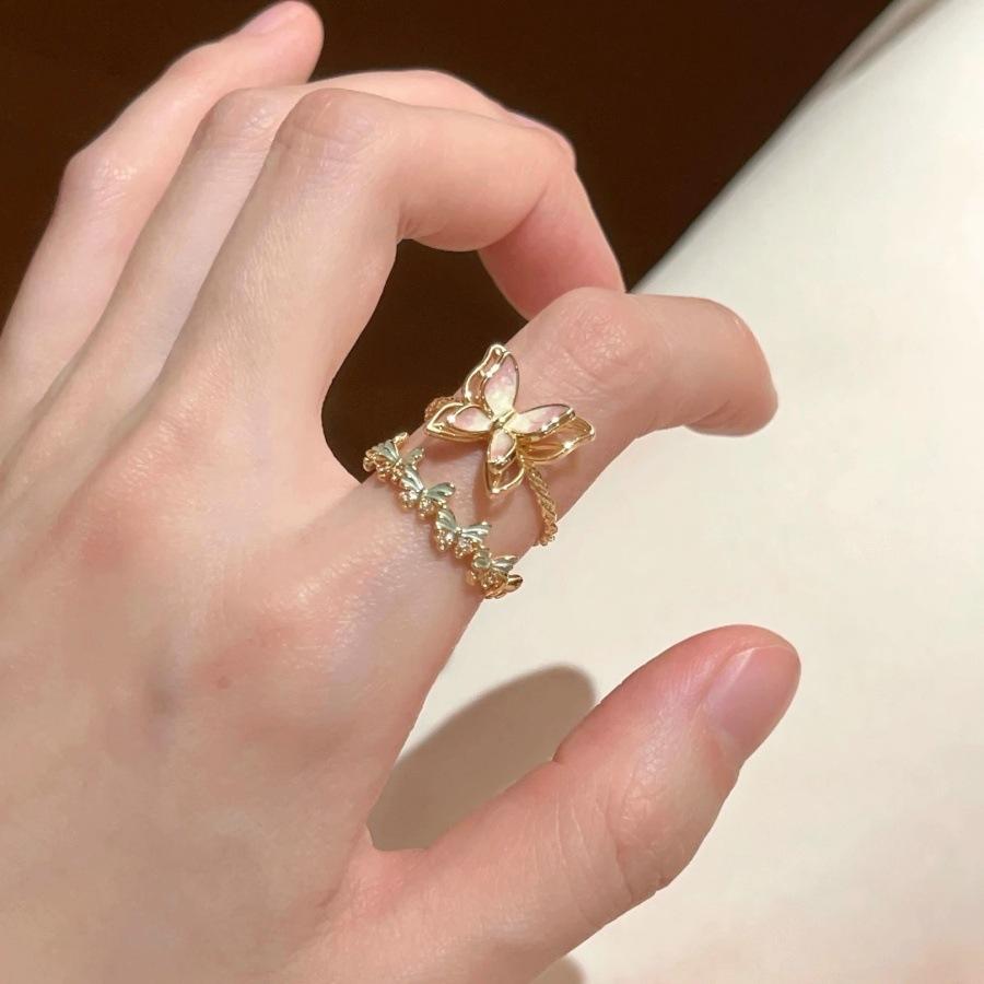 Zircon Flower Butterfly Ring 2025 Light Luxury Unique Index Finger Ring Niche Exquisite Versatile Ring