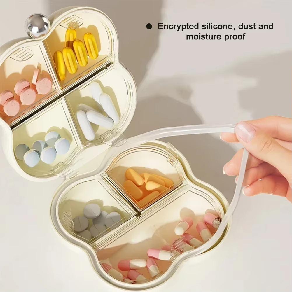 1/2pcs 7-Day Small Medicine Box Flower-Shaped Pill Organizer Powder Boxed Medicine Box for Daily Travel Medicine Storage Box