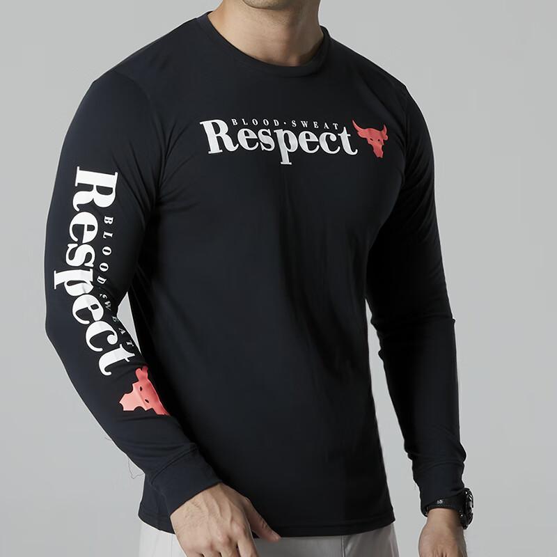 Under Armour Round Neck Letter Logo Print Long Sleeve T-Shirt Men Tops Black 1373761-001