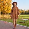 Women's Casual Long Sleeve Color Ruffle Hem Dress for Spring Summer and Everyday Wear