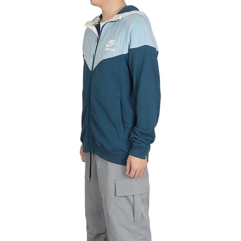 Nike Color Block Versatile Soft Comfortable Windproof Hooded Long Sleeve Jacket Men Jacket Blue 646520-496