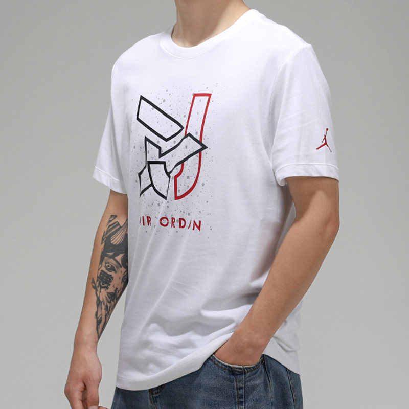 Jordan T Shirts Men's White Crew Neck Moderate Straight Fit CN3585-100