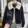 New Short Leather Jacket Fashionable Autumn and Winter Coat Small Fur Collar Leather Jacket