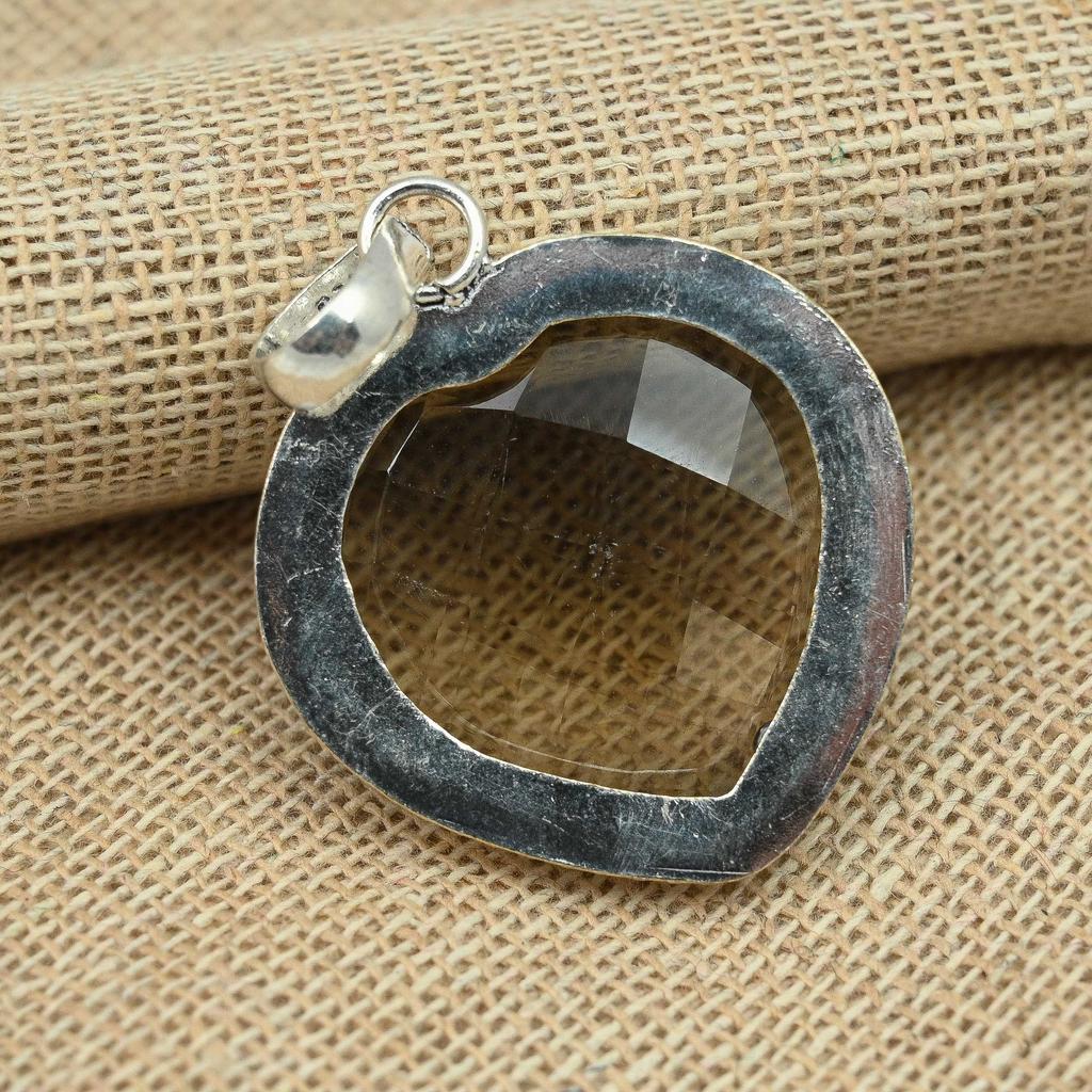 Massiver 925 Sterling Silber Rauchtopas-Gedenkedelstein-Schmuck, Jubiläumsgeschenk, handgefertigter Anhänger