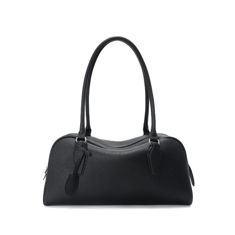 New row bowling bag women s first layer cowhide, bag simple long handle single shoulder armpit bag 34*12*16cm