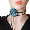 Colier choker boem din catifea cu trandafir camelia pentru femei
