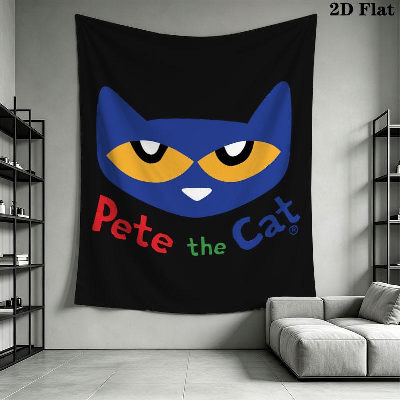 Pete Cat Joy Wall Hanging Printed Fabric Blanket Decorative Tapestries for Bedroom Living Room Home Decor