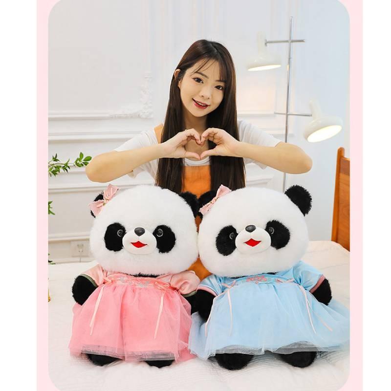 Adorable Large Panda Plush Toy With Chinese Style Hanfu Design For Birthday Gifts And Cuddling Comfort
