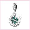 925 Silver Green Color Charms Temperament Cactus Avocado Charm Four Leaf Bead For Bracelet Jewelry Making