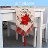 Charming Red Flower Burlap Table Cover 183cm Long For Festive Christmas Setup