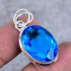 Swiss Blue Topaz Gemstone 925 Sterling Silver Jewelry Pendant 1.50"