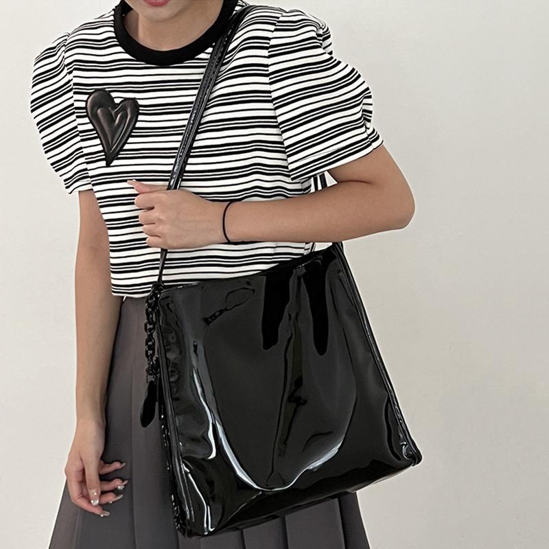 Fashion Patent Leather Women Shoulder Bags Vintage Female Casual Tote Handbags Large Capacity Ladies Shopping Bag