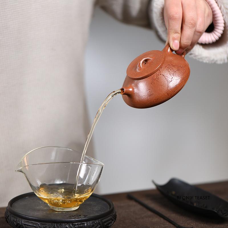 160ml Chinese Yixing Purple Clay Teapot Kettle Handmade Stone Scoop Tea Pot Beauty Tea Infuser Household Zisha Tea Set Gifts