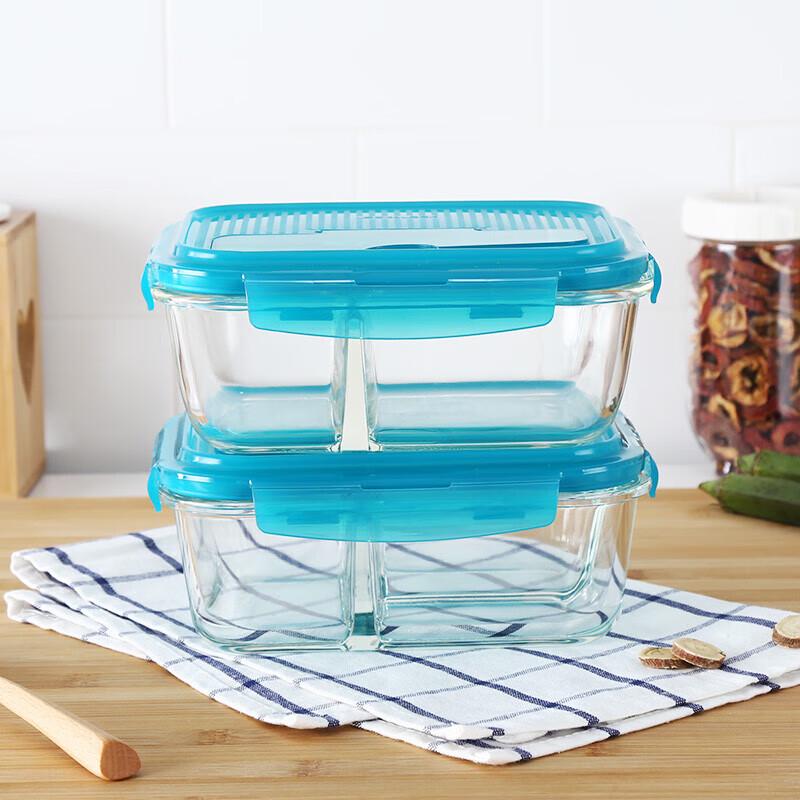 LOCK&LOCK 3-Compartment Heat-Resistant Glass Lunch Box with Utensils