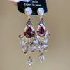 Silver Needle Super Flash Diamond-set Crystal Fringed Earrings Retro Court Style Stud Earrings Heavy Industry Earrings Design Sense Niche Wholesale