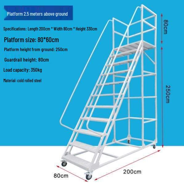 Mobile Extendable Ladder Truck for Warehouse and Supermarket Use