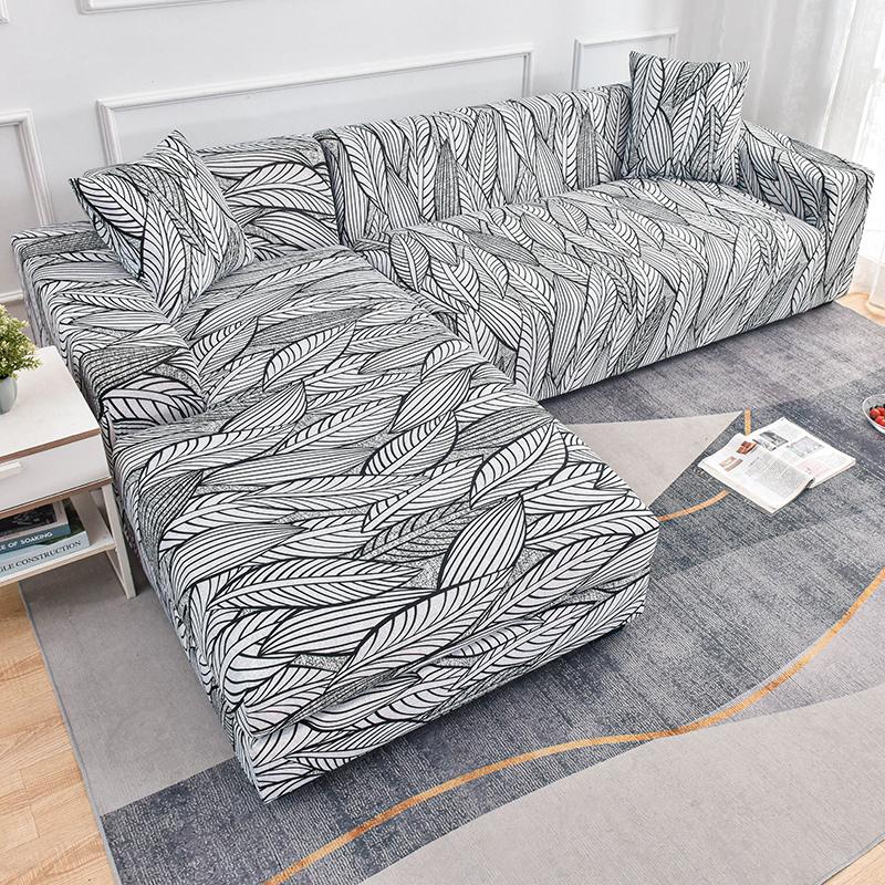 Stretch Sofa Überwurf Sofabezug Spandex Rutschfest, mit elastischem Saum für L-Form Ecksofas, Ideal für Kinder und Haustiere