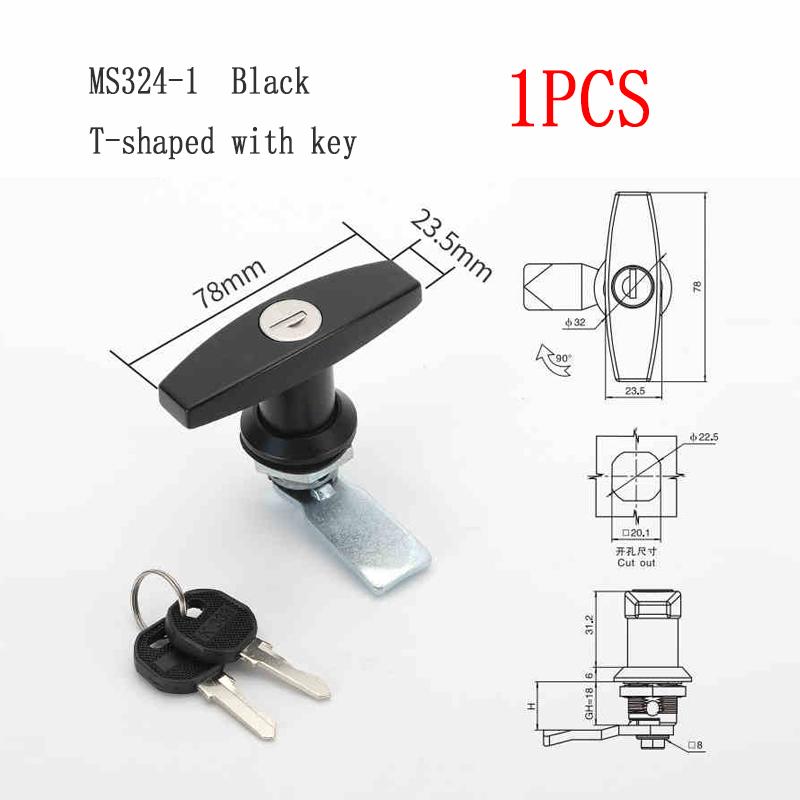 1PCS MS324-1-2 Switch Cabinet Door Latch Lock 304 Stainless Steel L-Type Switch Cabinet Door Handle Lock Hardware Accessories T MS324-1 Black