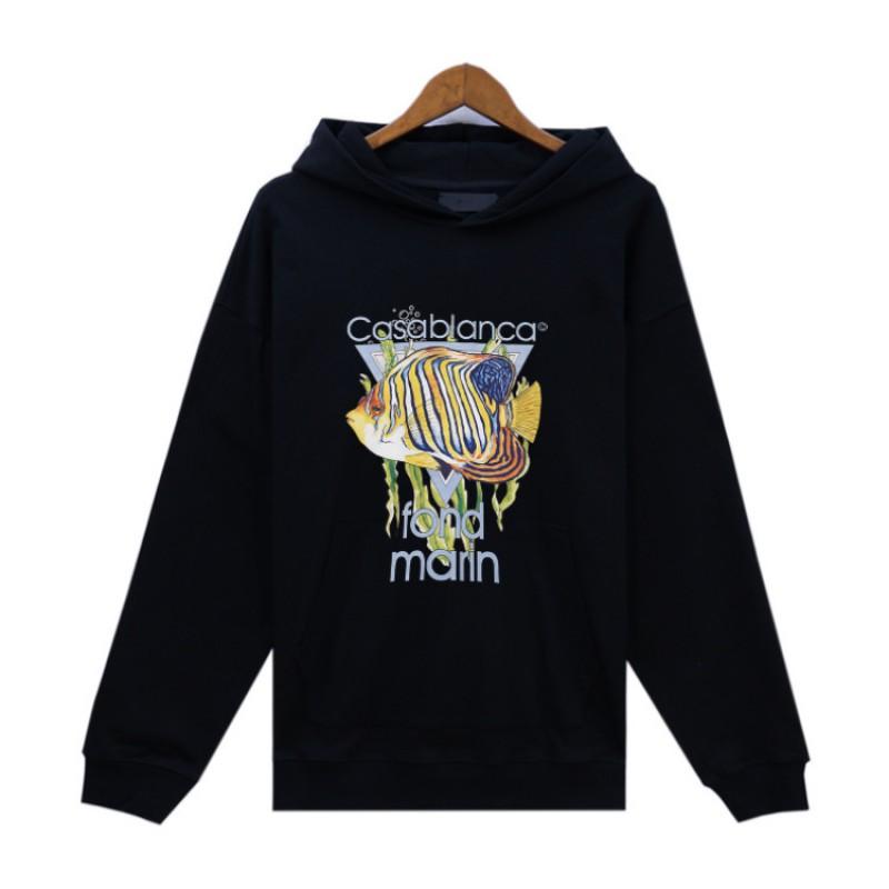 Casablanca Letter Print Hoodie Unisex Casual Winter Loose Fit Sweatshirt