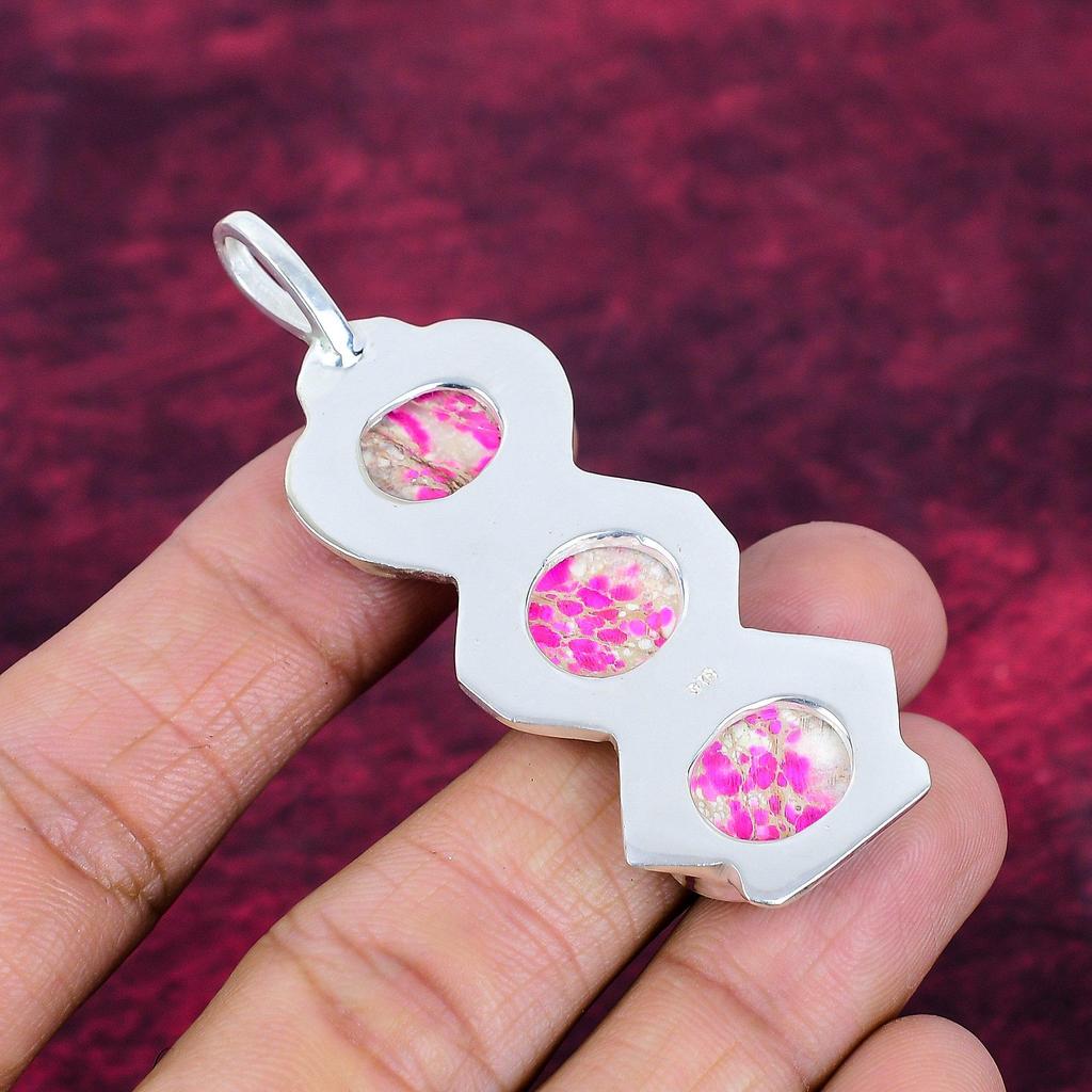 Pink Sea Sediment Jasper 925 Solid Sterling Silver Pendant, Handmade Gemstone Pendant Jewelry, Gifts For Wife Brand New Pendant