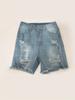 Ripped Raw Hem Denim Shorts, Distressed Washed Blue Denim Shorts, Women's Denim Jeans & Clothing