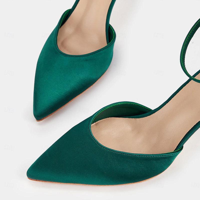 Módní Elegantní Dámské Sandály na Vysokém Podpatku Špičaté Prsty Vykrojené Saténové Pohodlné Módní