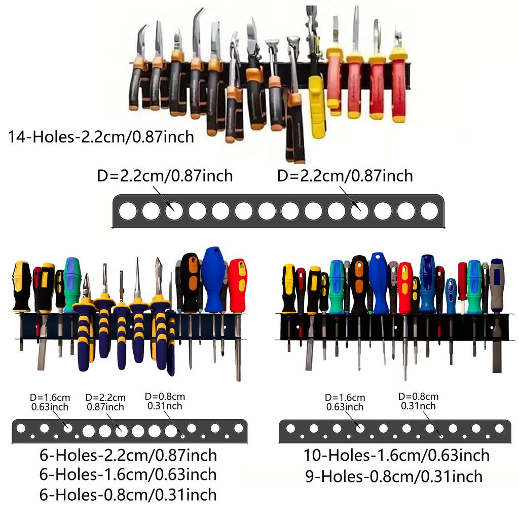 Wall-Mounted Heavy-Duty Metal Tool Holder & Storage Rack Space-Saving Storage for Pliers & Screwdrivers Perfect Gift for Men/Fathers