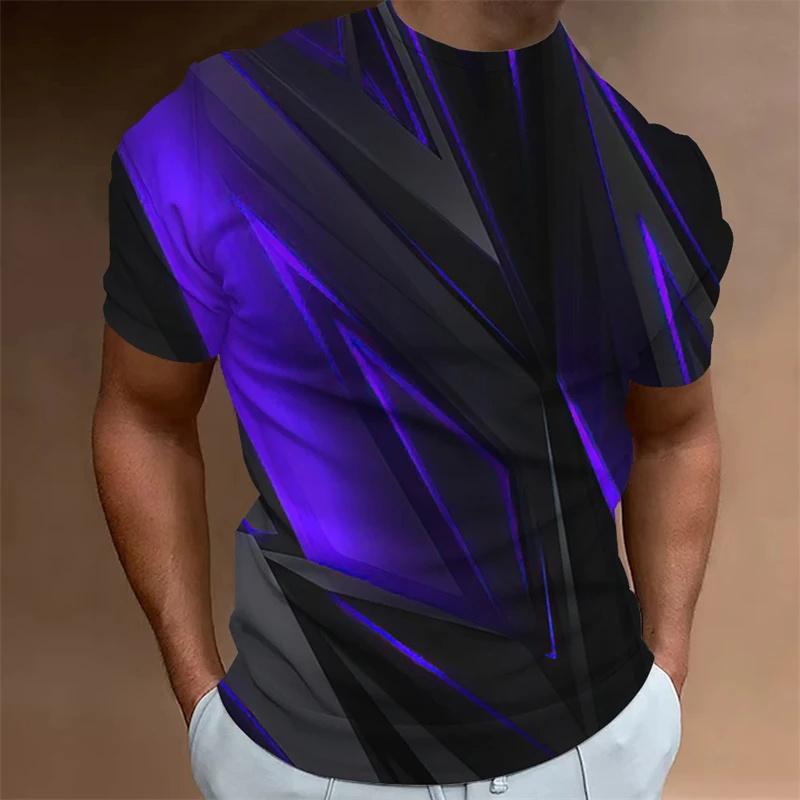 Camiseta Masculina de Verão com Estampa 3D Gola Redonda Moda Versátil Respirável Tendência Casual