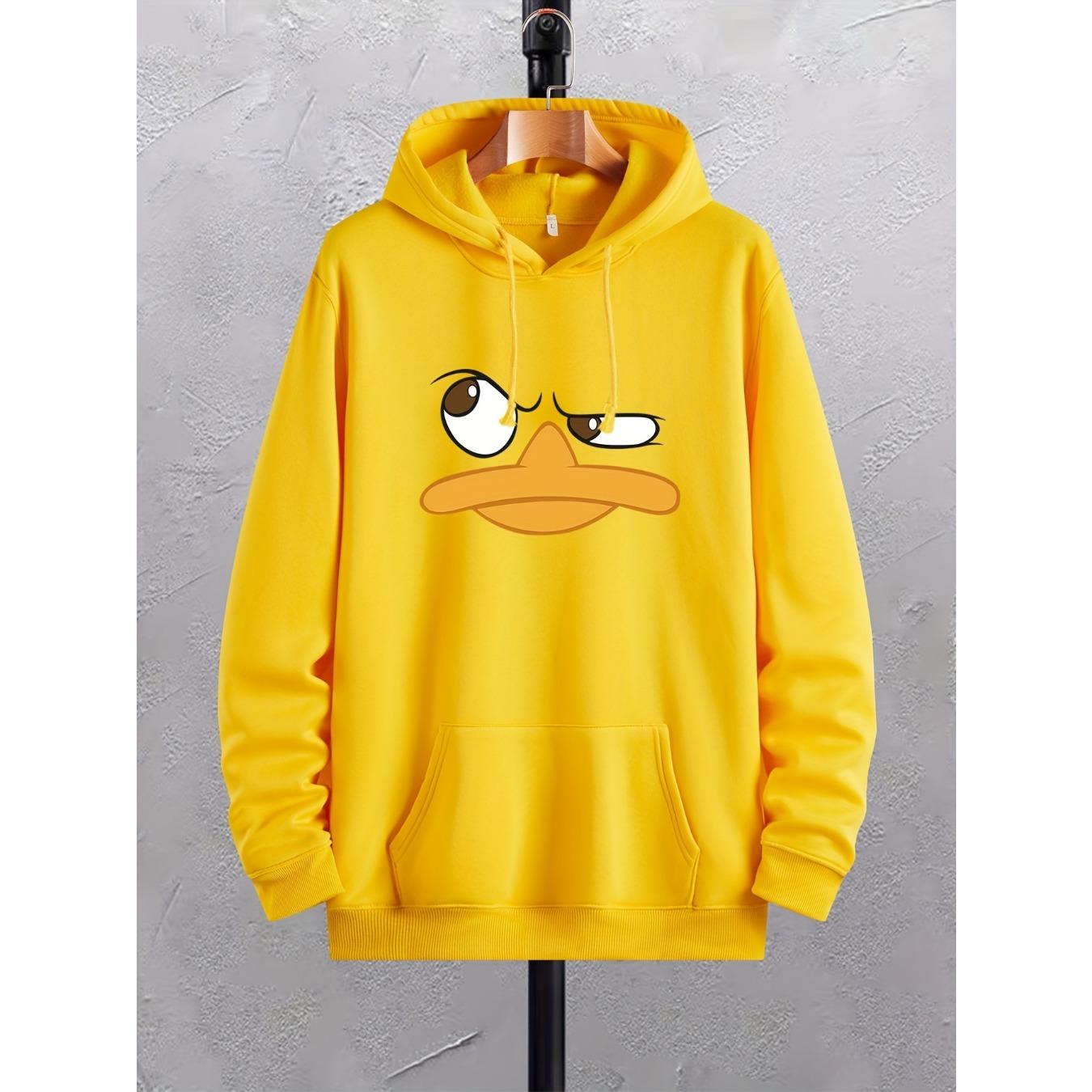 

Толстовки с принтом мультяшной утки для мужчин, графическая толстовка с карманом-кенгуру, удобный свободный модный свитер с капюшоном на шнурке XL