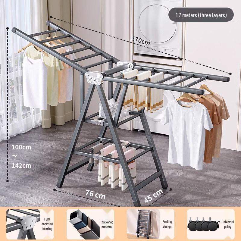 Indoor Foldable Clothes Drying Rack: Floor-Standing Design for Home, Balcony, Bedroom, Baby Clothes and Quilts
