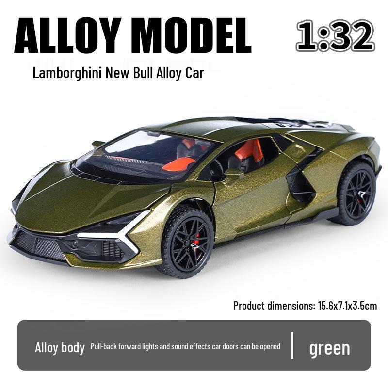 1:32 Lamborghini Revuelto Sports Car Model - Alloy, Scissor Doors, Sound & Light, Pull-back Simulation.