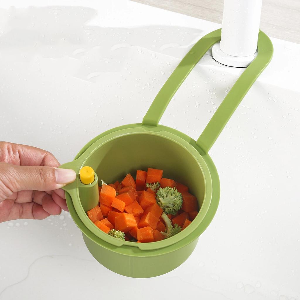 1Pc Plastic Kitchen Hanging Sink Drain Basket Automatic Dump Kitchen Sink Waste Collector Removable Bottom for Easy Installation