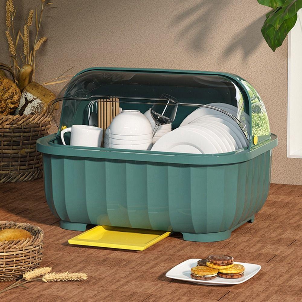 Dust Proof Draining Cupboard Cupboard Semi-flip Cover Storage Box Dish Rack Plate Holder Drain Rack