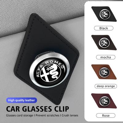 Leather Car Eyeglass Holder Glasses Storage Clip Accessories For Giulietta GT 159 147 156 Mito Brera Giulia Spider F1