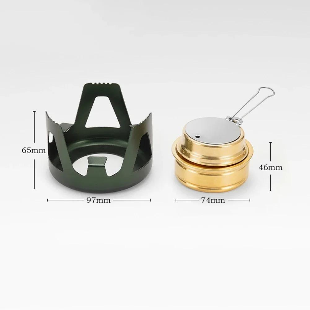 Ultralight Portable Mini Alcohol Stove, Adjustable Flame Brass Burner with Aluminum Alloy Stand for Camping