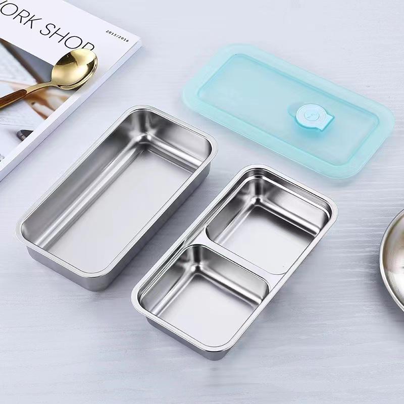 304 Stainless Steel Compartmented Lunch and Sauce Dish, Refrigerator Safe Sealed Storage Box