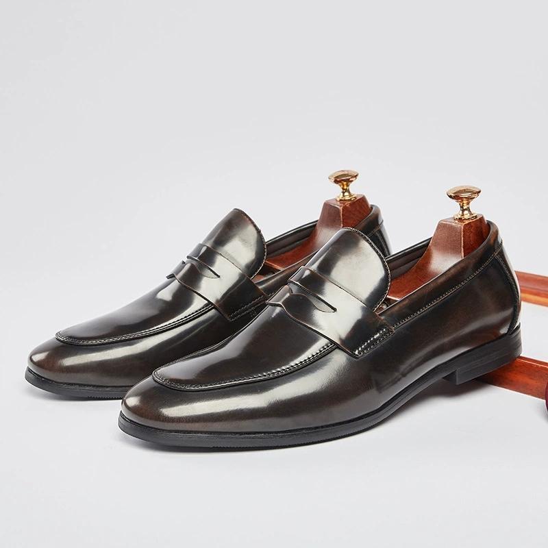Fashion Men's Formal Leather Shoes Classic Style Slip On Loafers Pointed Toe Breathable Business Dress Wedding Office Casual Shoes