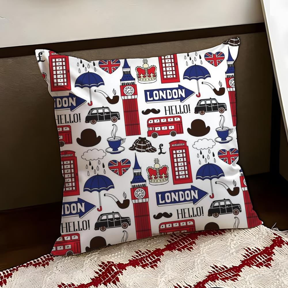 LOVE England Printed Cushion Cover Reversible Soft Durable Pillow Cover Home  Car MultiScene Use for Daily Comfort