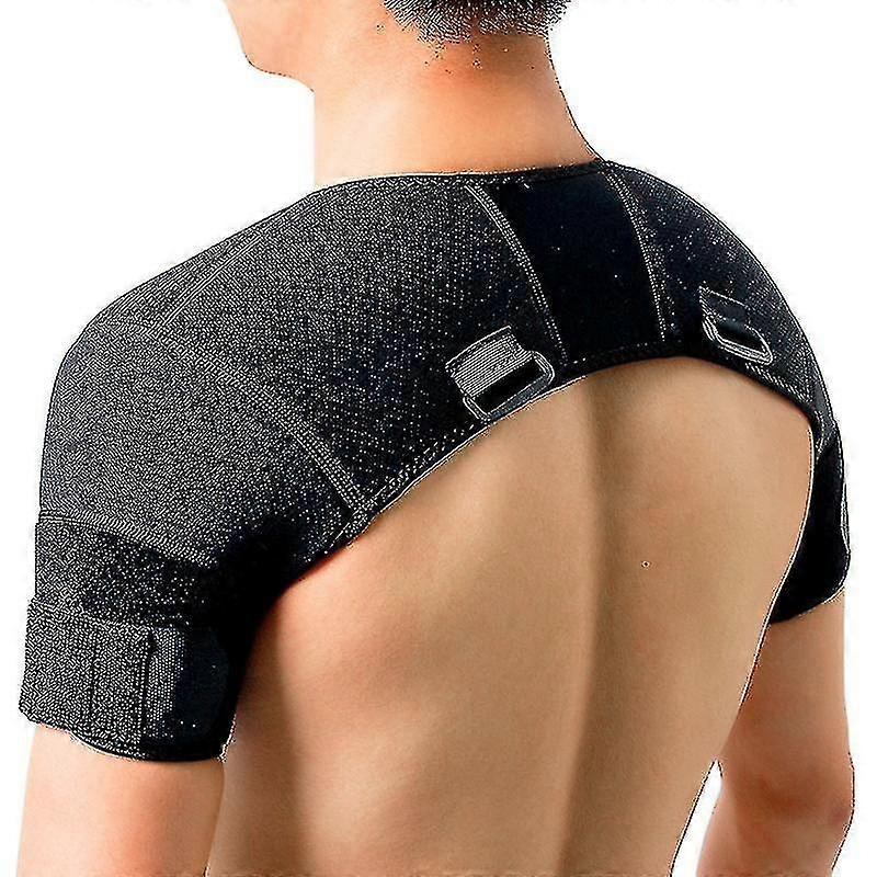Black Double Shoulder Wrap Brace Rotator Cuff Arm Pain Relief Hot Therapy For Man And Women Flexible Xl - Pjun